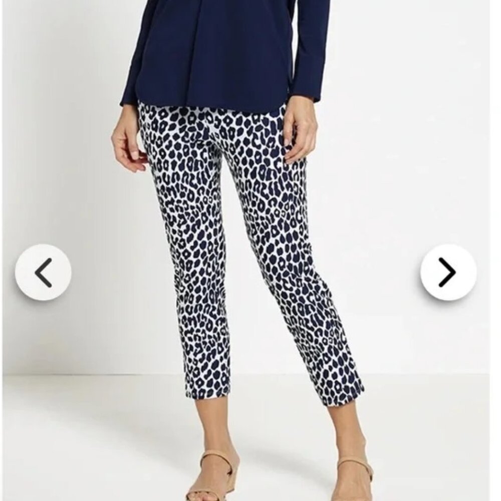 Jude Connally Women's Lucia Cropped Stretch Pant in Cheetah Navy Size M